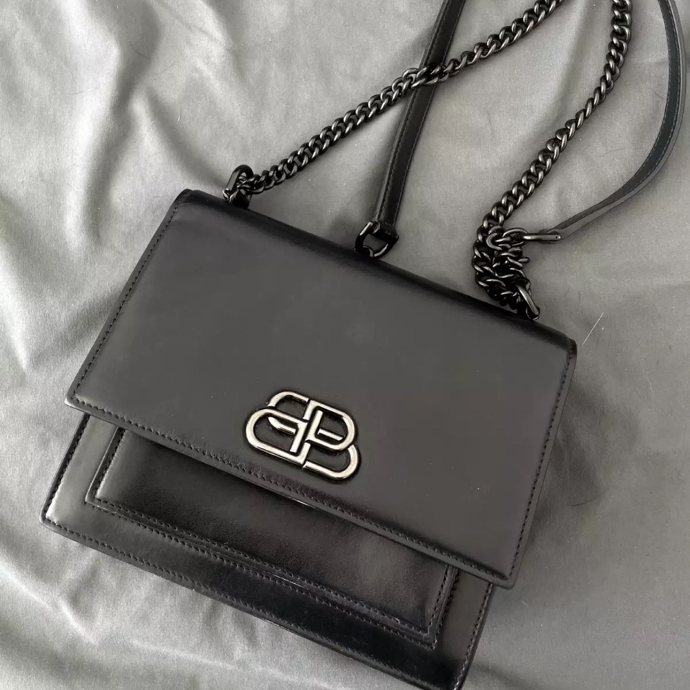 Balenciaga sharp leather black bag authentic